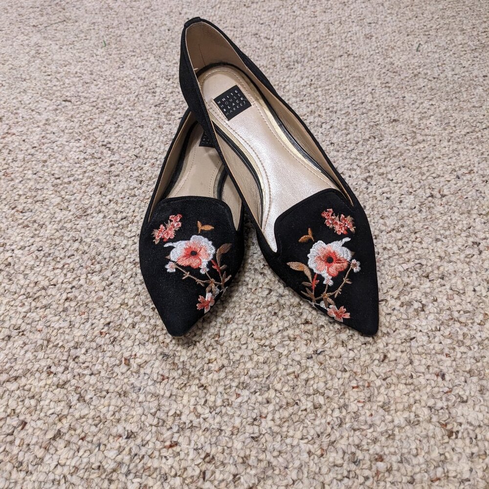 White House Black Market Embroidered Flats
